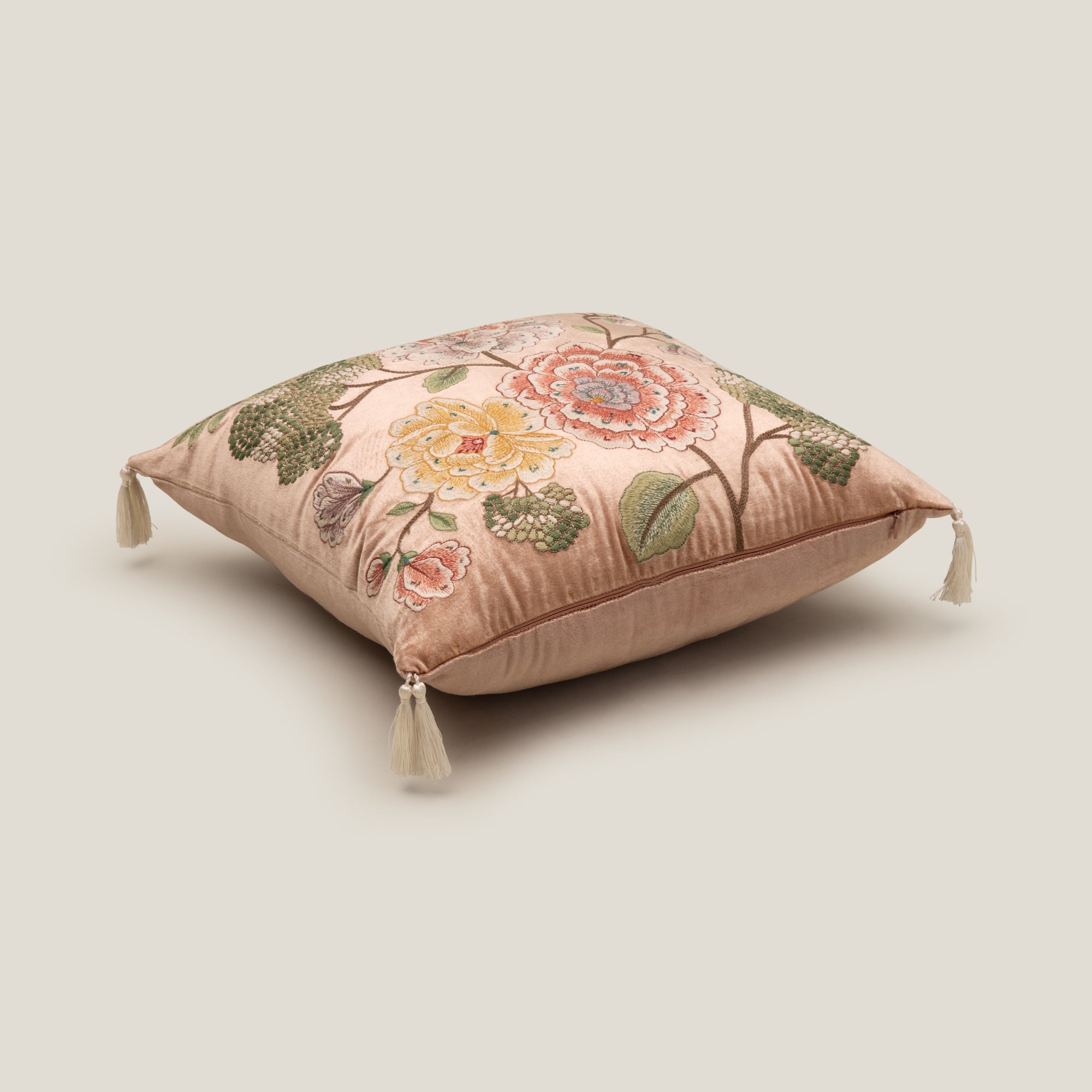 Dalia Peach Emb. Cushion Cover