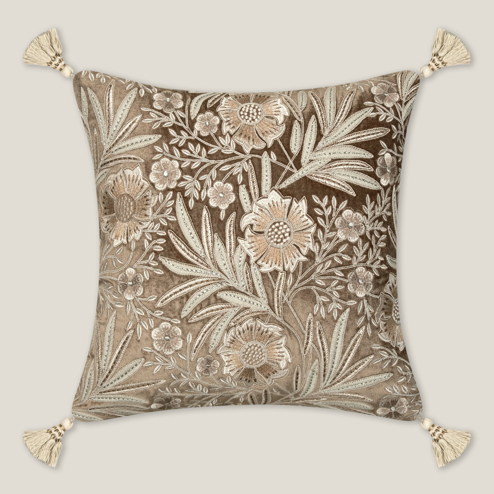 Tricia Beige Emb. Cushion Cover