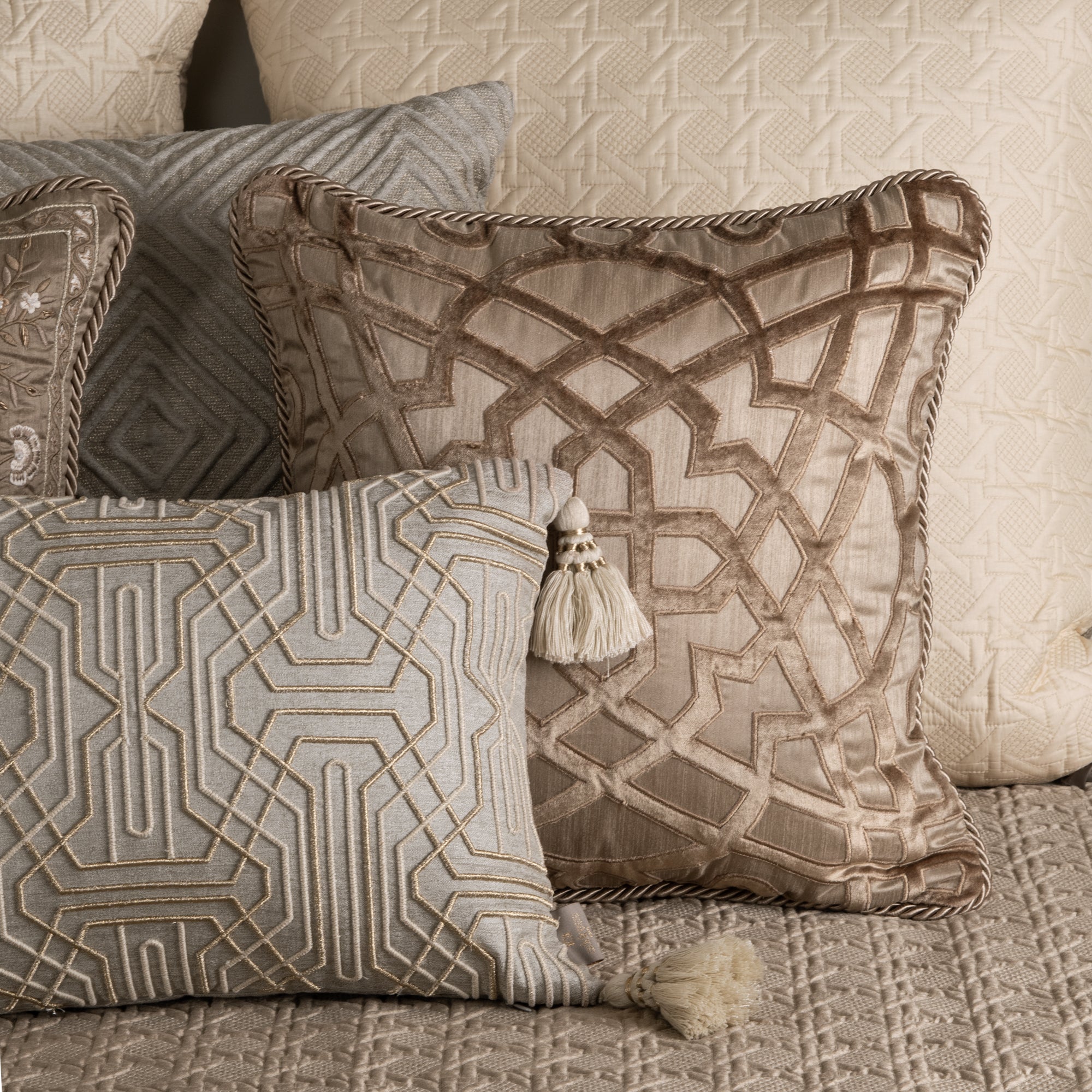 Karla Beige Emb. Cushion Cover